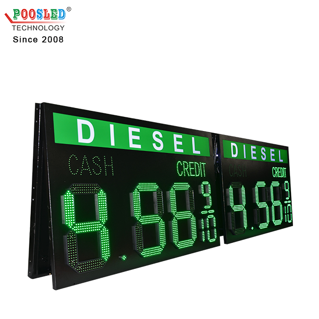高亮度18英寸绿色DIESEL 8.88 9/10加油站LED价格显示