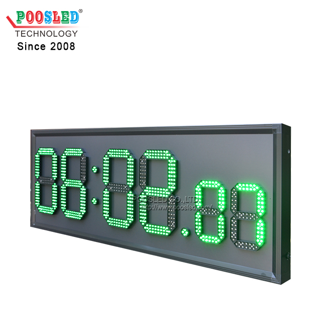 绿色LED时间显示屏带三脚支架铝框室内使用高亮度RF遥控数字屏